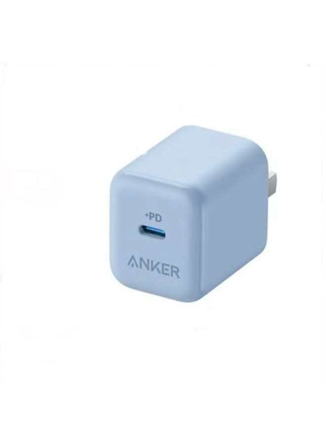 Anker - USB C Charger 20W, Anker 312 Charger, PD Compact Fast Charger with Foldable Plug for iPhone 15/15 Plus/15 Pro/15 Pro Max, 14/13/12 Series, Galaxy, Pixel 4/3, iPad (Cable Not Included) blue - Image 1