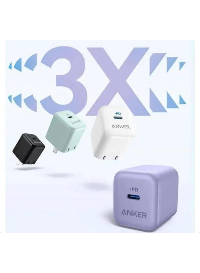 Anker - USB C Charger 20W, Anker 312 Charger, PD Compact Fast Charger with Foldable Plug for iPhone 15/15 Plus/15 Pro/15 Pro Max, 14/13/12 Series, Galaxy, Pixel 4/3, iPad (Cable Not Included) blue - Image 1