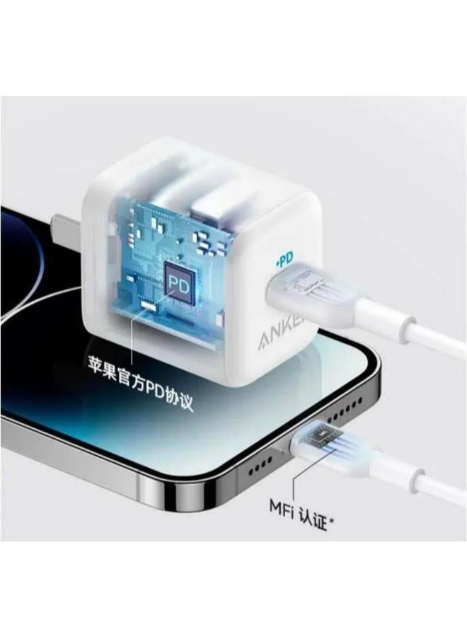 Anker - USB C Charger 20W, Anker 312 Charger, PD Compact Fast Charger with Foldable Plug for iPhone 15/15 Plus/15 Pro/15 Pro Max, 14/13/12 Series, Galaxy, Pixel 4/3, iPad (Cable Not Included) blue - Image 1
