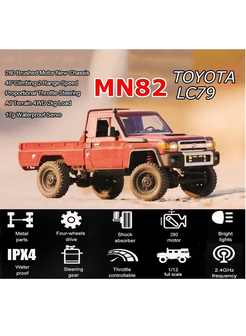 MYTOYS - Mytoys 1/12 RC Crawler, Remote Control Pickup Car 4WD Land Cruiser Off Road for Adults with Proportional Throttle Steering 280 Brushed Motor All Terrain Remote Control Car RTR with Headlights - Image 1