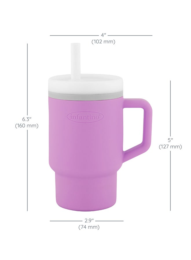 infantino My 1st Tumbler – Adorable Miniature Tumbler With Leak-Resistant Straw And Toddler-Friendly Handle, Encourages Hydration, 6 Months+, 9 Oz, Lilac - Image 2