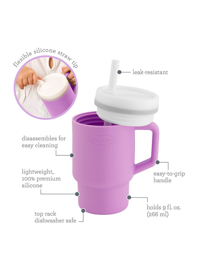 infantino My 1st Tumbler – Adorable Miniature Tumbler With Leak-Resistant Straw And Toddler-Friendly Handle, Encourages Hydration, 6 Months+, 9 Oz, Lilac - Image 3