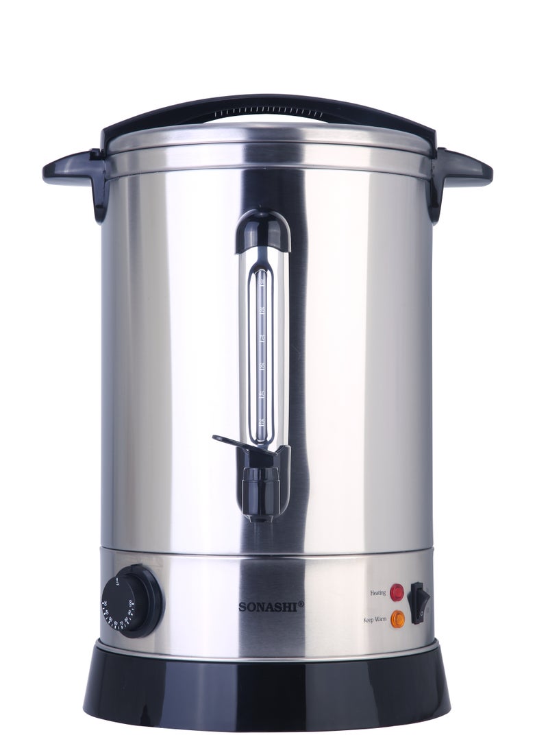 SONASHI 6.8L Electric Water Boiler - Stainless Steel Double Layer Body with Water Tag | Auto & Resettable Thermostat with Indicator Light | Perfect for Outings, Office Parties and Home 950W SEWB-68 Silver/ Black  - Image 1
