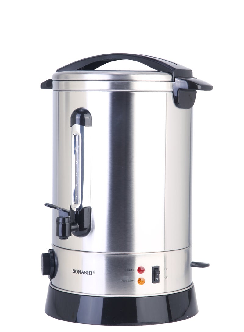 SONASHI 10L Electric Water Boiler - Stainless Steel Double Layer Body with Water Tag | Auto & Resettable Thermostat with Indicator Light | Perfect for Outings, Office Parties and Home 1650W SEWB-10 Silver/ Black  - Image 2