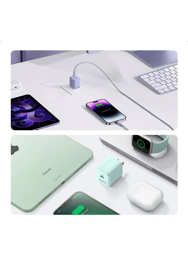 Anker USB C Charger 20W, Anker 312 Charger, PD Compact Fast Charger with Foldable Plug for iPhone 15/15 Plus/15 Pro/15 Pro Max, 14/13/12 Series, Galaxy, Pixel 4/3, iPad (Cable Not Included) purple  - Image 3