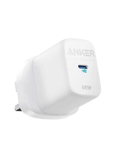 آنكر 45W Wall Charger with Type-C Connector, Fast Charging And Universal Compatibility, GaN Technology, Compact Charger for iPhone, Samsung, Tablets, Headphones, Smart Watches And More, White  - Image 1