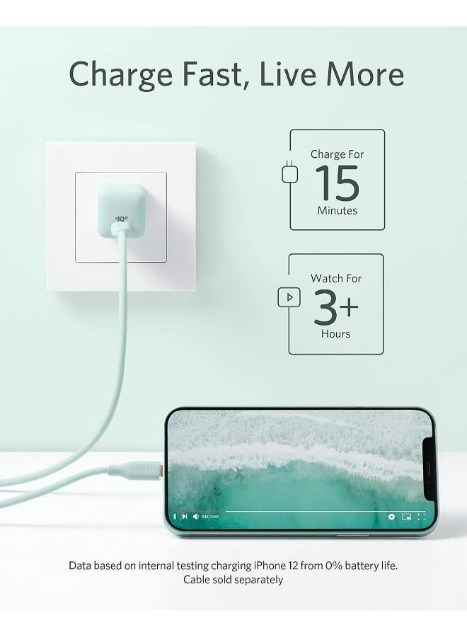 آنكر USB C Charger 20W, Anker 312 Charger, PD Compact Fast Charger with Foldable Plug for iPhone 15/15 Plus/15 Pro/15 Pro Max, 14/13/12 Series, Galaxy, Pixel 4/3, iPad (Cable Not Included) green  - Image 5