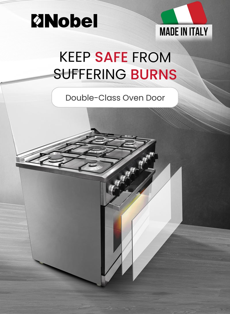 Nobel 90 x 60 Gas Cooker with 5 Burners, Grill & Self-Cleaning Function NGC9606IT Black  - Image 4