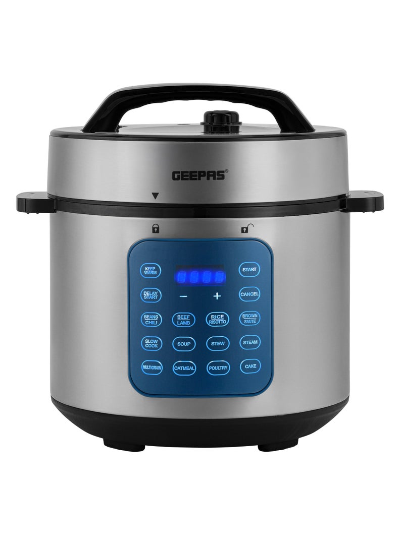 جيباس 6 L Digital Multi Cooker| IMD Touch Control Panel, 12 Cooking Programs, Cook and Warm Modes| Faster Cooking and Energy Efficient | Perfect for Preparing Meat, Rice, Vegetable, etc.| 2 Years Warranty GMC35053 6 L 1000 W GMC35053 Silver & Black  - Image 1