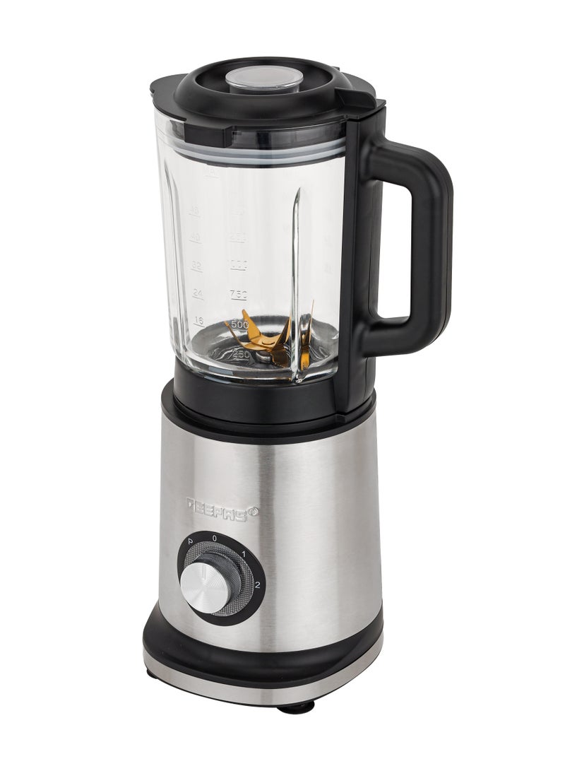 GEEPAS - 2-in-1 Professional Blender 1200W | Powerful Motor and Sharp Titanium Blades| 2.2 Liter Transparent Jar and Stainless Steel Grinder Attachment | 2 Speed Settings with LED Light Indicator| 2 Years Warranty 2.2 L 1200 W GSB44050 Silver/ Black - Image 1