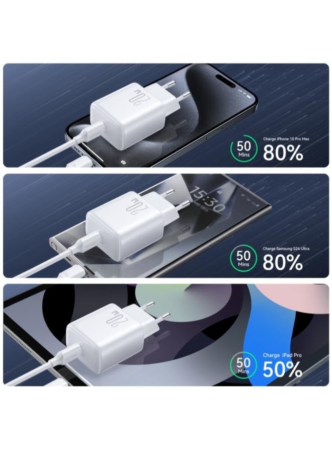 JOYROOM - JR-TCF20 PD20W USB-C / Type-C Port Charger, Plug: EU Plug - White - Image 1