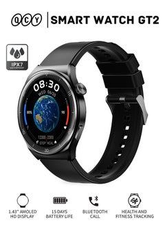 QCY 300 mAh GT2 Smart Watch With Bluetooth 5.0 Call And Messages 1.43-inch 60HZ AMOLED Display Heart SpO2 Sleep Monitor Long Battery Life Touch Control APP Black  - Image 1