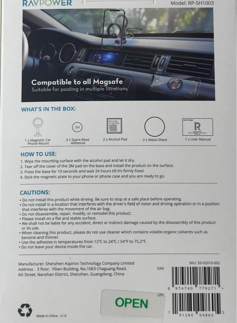 RAVPOWER Mobile Phone Holder Model RP-SH1003 Black  - Image 2