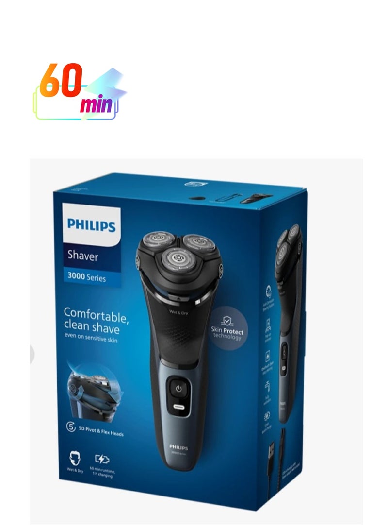 Philips Shaver 3000 Series Wet & Dry Electric Shaver S3144/00 Black - Image 1