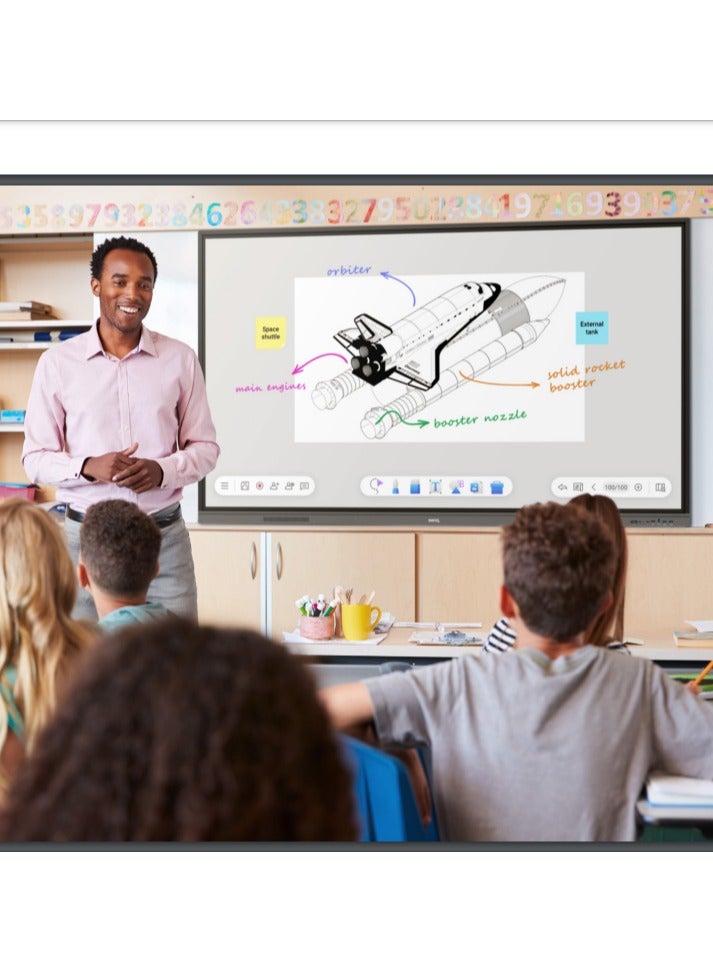 BenQ - RE7503A Essential 75" 4K UHD Interactive Display with (Android/Windows) | Touchscreen with EZWrite, InstaShare, Germ-Resistant Surface, Built-in Speakers & Remote Management | Universal Adjustable Interactive Display Black - Image 1