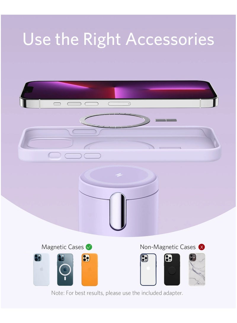 Anker - Magnetic Wireless Charger (MagGo), 2 In 1 Wireless Charging Station With 20W USB-C Charger, For iPhone 13/12 Series, AirPods Pro Interstellar Purple - Image 1