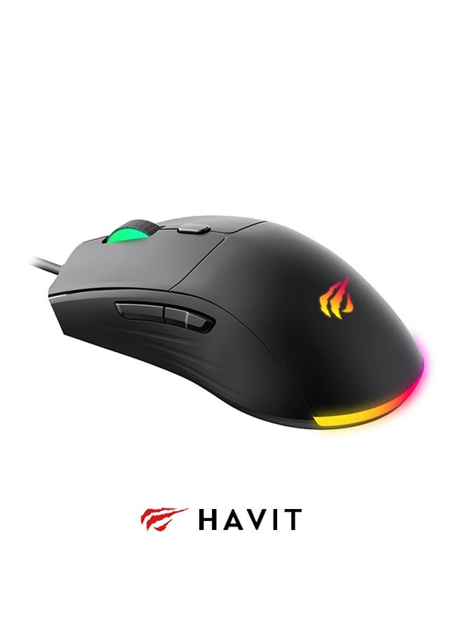 havit PC Gaming Mouse, Wired Mouse With RGB Backlight, High Sensitivity Computer Mouse For Competitive Fps Games, Office - Image 4