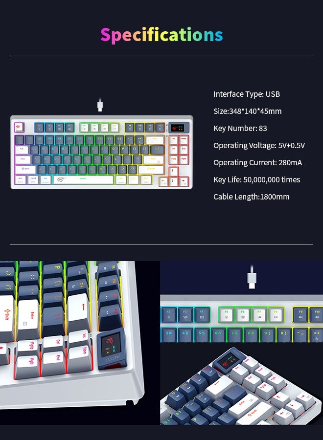 هافيت - 83 Keys-Wired Keyboard, Rgb Gaming Keyboard , Detachable Usb Computer Keyboard, Plug And Play，No Numeric Keypad - Image 1