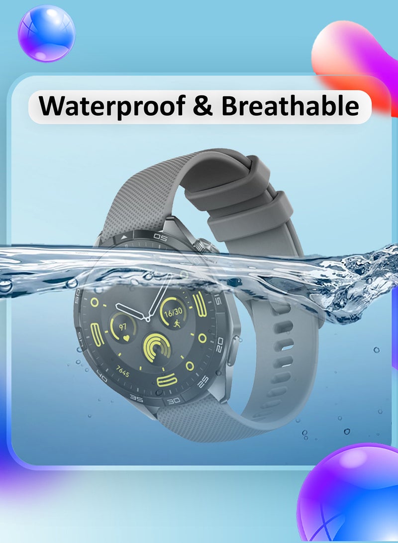 MARGOUN (For All Smartwatches 22mm) 22mm Silicone Straps Watch Band Strap for Huawei GT3 / Huawei GT3 pro/Huawei GT/Huawei GT 2 (46mm) Watch Band/Huawei Watch GT2 Pro Strap/Samsung Galaxy Watch 46mm / Galaxy Watch 3 45mm - Grey - Image 4