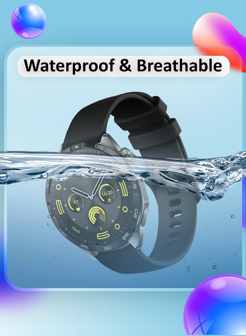 MARGOUN (For All Smartwatches 22mm) 2Packs, 22mm Silicone Straps Watch Band Strap for Huawei GT3 / Huawei GT3 pro/Huawei GT/Huawei GT 2 (46mm) Watch Band/Huawei Watch GT2 Pro Strap/Samsung Galaxy Watch 46mm / Galaxy Watch 3 45mm - Black Navy Blue - Image 4
