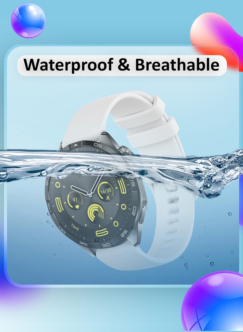 MARGOUN (For All Smartwatches 22mm) 22mm Silicone Straps Watch Band Strap for Huawei GT3 / Huawei GT3 pro/Huawei GT/Huawei GT 2 (46mm) Watch Band/Huawei Watch GT2 Pro Strap/Samsung Galaxy Watch 46mm / Galaxy Watch 3 45mm White - Image 4