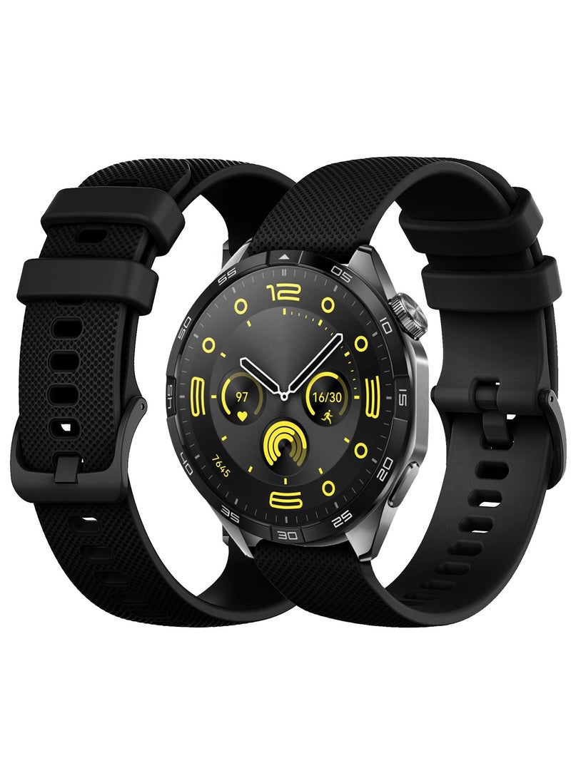 MARGOUN (For All Smartwatches 22mm) 22mm Silicone Straps Watch Band Strap for Huawei GT3 / Huawei GT3 pro/Huawei GT/Huawei GT 2 (46mm) Watch Band/Huawei Watch GT2 Pro Strap/Samsung Galaxy Watch 46mm / Galaxy Watch 3 45mm - Black - Image 3