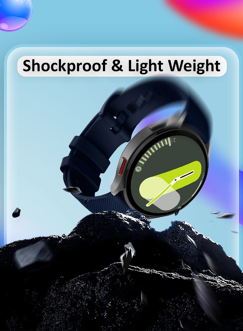 MARGOUN 20mm Silicone Band for Samsung Galaxy Watch 7 6 5 4 FE Band 40mm 44mm/Galaxy Watch 6 4 Classic Band 47mm 46mm 43mm 42mm / 20mm Silicone Sport Strap Bracelet Wristband Navy Blue - Image 4