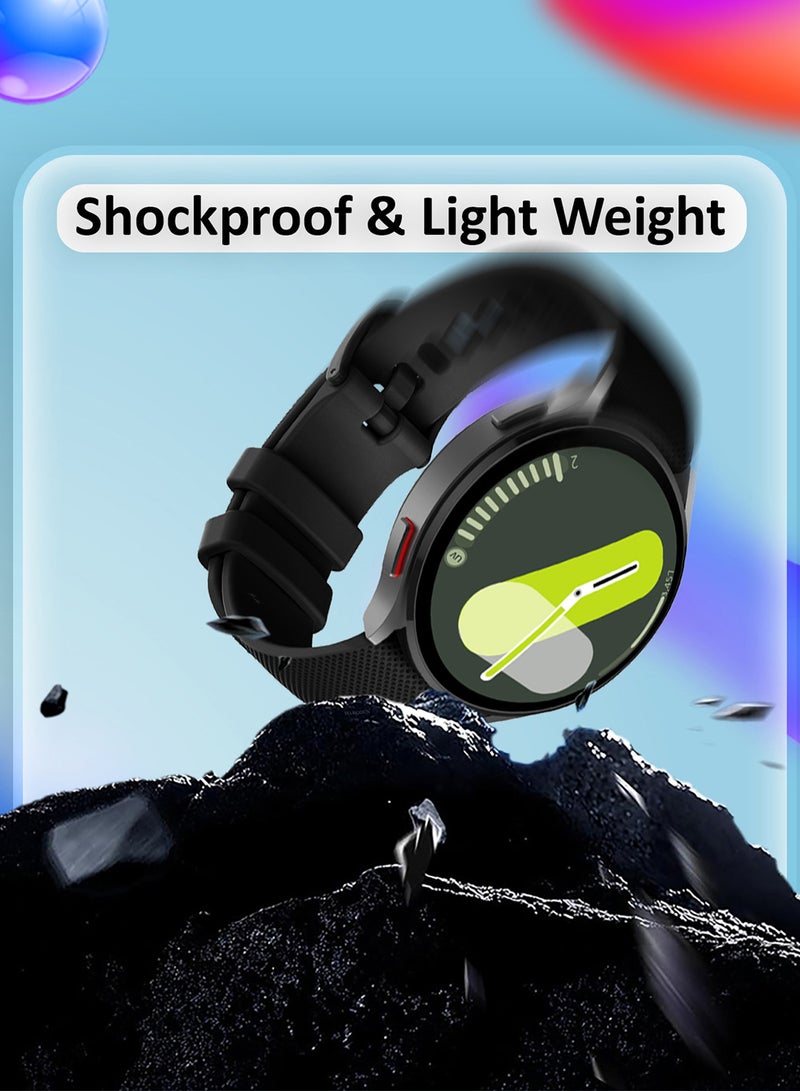 MARGOUN 20mm Silicone Band for Samsung Galaxy Watch 7 6 5 4 FE Band 40mm 44mm/Galaxy Watch 6 4 Classic Band 47mm 46mm 43mm 42mm / 20mm Silicone Sport Strap Bracelet Wristband Black - Image 4