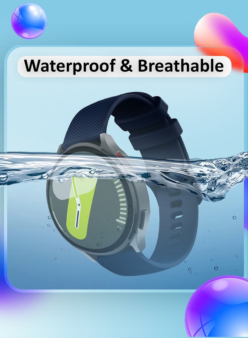 MARGOUN 2Packs 20mm Silicone Band for Samsung Galaxy Watch 7 6 5 4 FE Band 40mm 44mm/Galaxy Watch 6 4 Classic Band 47mm 46mm 43mm 42mm / 20mm Silicone Sport Strap Bracelet Wristband / Black Navy Blue - Image 3