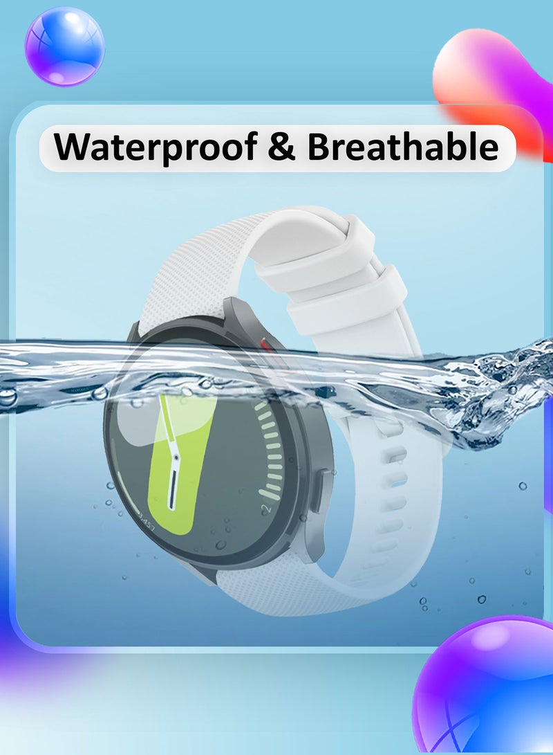 MARGOUN 20mm Silicone Band for Samsung Galaxy Watch 7 6 5 4 FE Band 40mm 44mm/Galaxy Watch 6 4 Classic Band 47mm 46mm 43mm 42mm / 20mm Silicone Sport Strap Bracelet Wristband / White - Image 3