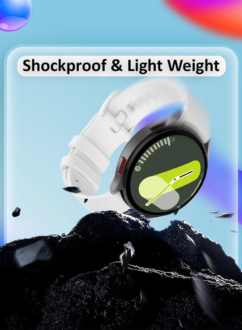 MARGOUN 20mm Silicone Band for Samsung Galaxy Watch 7 6 5 4 FE Band 40mm 44mm/Galaxy Watch 6 4 Classic Band 47mm 46mm 43mm 42mm / 20mm Silicone Sport Strap Bracelet Wristband / White - Image 4