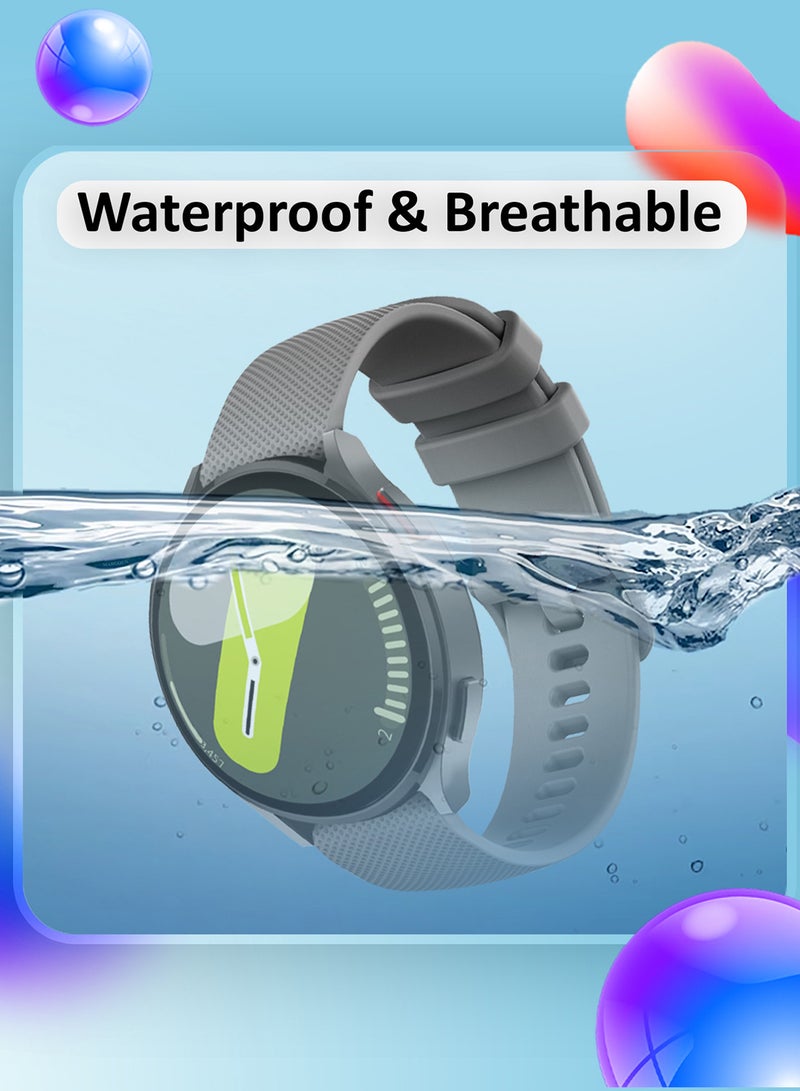 MARGOUN 2Packs 20mm Silicone Band for Samsung Galaxy Watch 7 6 5 4 FE Band 40mm 44mm/Galaxy Watch 6 4 Classic Band 47mm 46mm 43mm 42mm / 20mm Silicone Sport Strap Bracelet Wristband Grey Black - Image 4