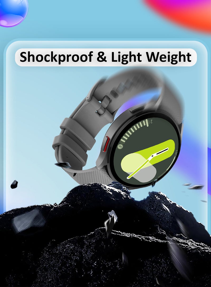 MARGOUN 2Packs 20mm Silicone Band for Samsung Galaxy Watch 7 6 5 4 FE Band 40mm 44mm/Galaxy Watch 6 4 Classic Band 47mm 46mm 43mm 42mm / 20mm Silicone Sport Strap Bracelet Wristband Grey Black - Image 5