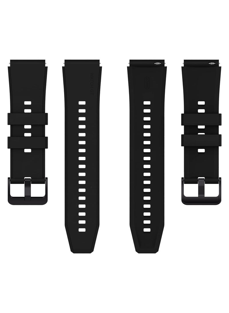 MARGOUN (For Huawei GT Series) 22mm Silicone Straps Watch Band Strap for Huawei GT3 / Huawei GT3 pro/Huawei GT/Huawei GT 2 (46mm) Watch Band/Huawei Watch GT2 Pro Strap/Samsung Galaxy Watch 46mm / Galaxy Watch 3 45mm - Black - Image 2
