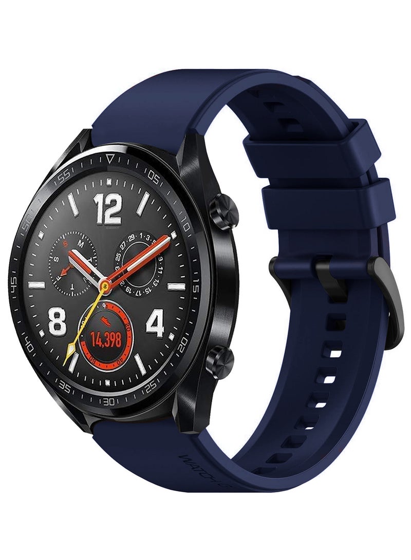 MARGOUN (For Huawei GT Series) 2Packs, 22mm Silicone Straps Watch Band Strap for Huawei GT3 / Huawei GT3 pro/Huawei GT/Huawei GT 2 (46mm) Watch Band/Huawei Watch GT2 Pro Strap/Samsung Galaxy Watch 46mm / Galaxy Watch 3 45mm - Grey Navy Blue - Image 4
