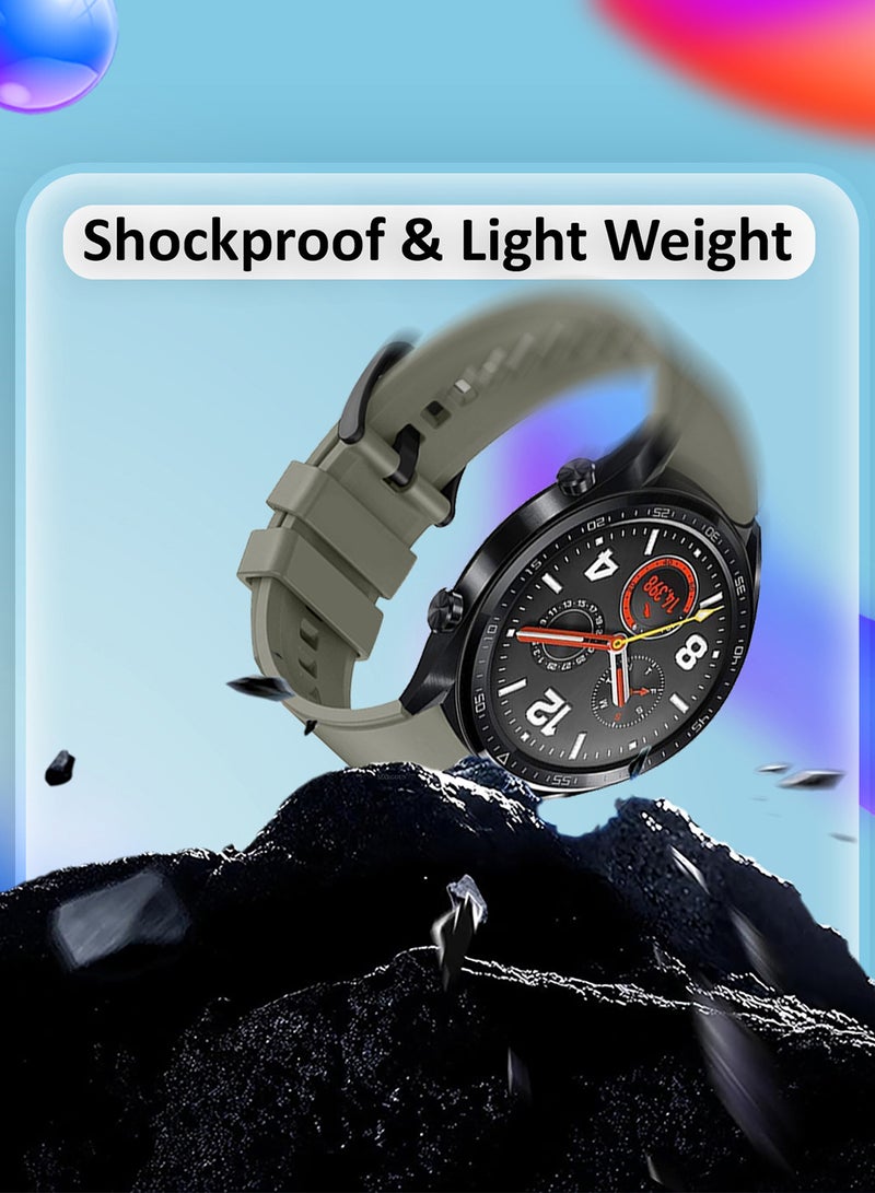 MARGOUN (For Huawei GT Series) 22mm Silicone Straps Watch Band Strap for Huawei GT3 / Huawei GT3 pro/Huawei GT/Huawei GT 2 (46mm) Watch Band/Huawei Watch GT2 Pro Strap/Samsung Galaxy Watch 46mm / Galaxy Watch 3 45mm Grey - Image 5