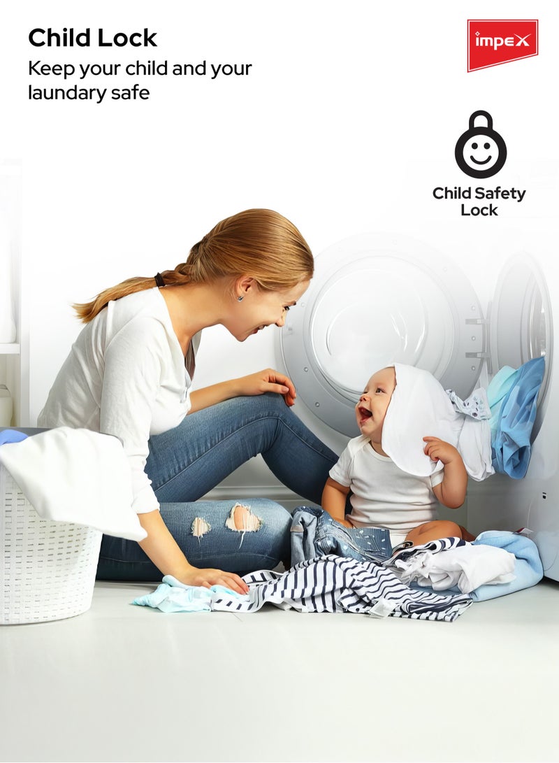 إمبكس - 6Kg Fully-Automatic Front Load Washing Machine,12 Preset Program, BLDC Inverter Motor, LED Display, Child Safety Lock, IPX4 Waterproof, 6 kg WM0600FW White - Image 1