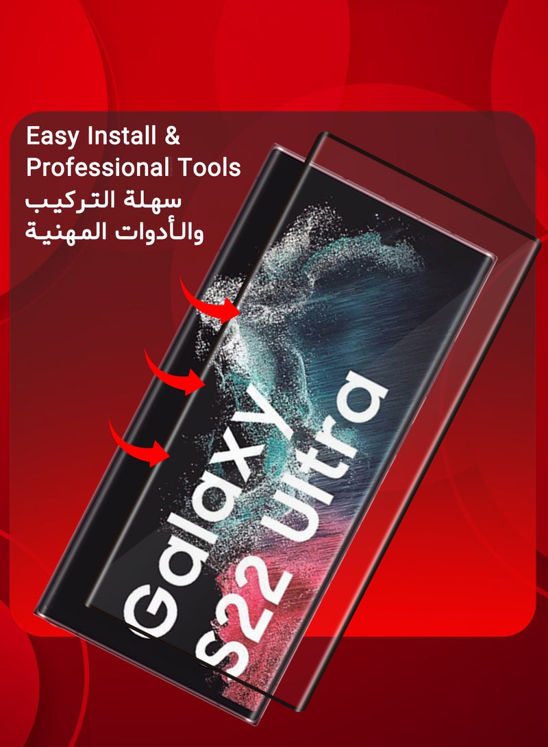 MARGOUN (for Samsung Galaxy S22 Ultra) 3Packs Tempered 3D Glass Screen Protector Scratch Resistant and Bubble-Free Installation - Side Black Clear-3 - Image 4