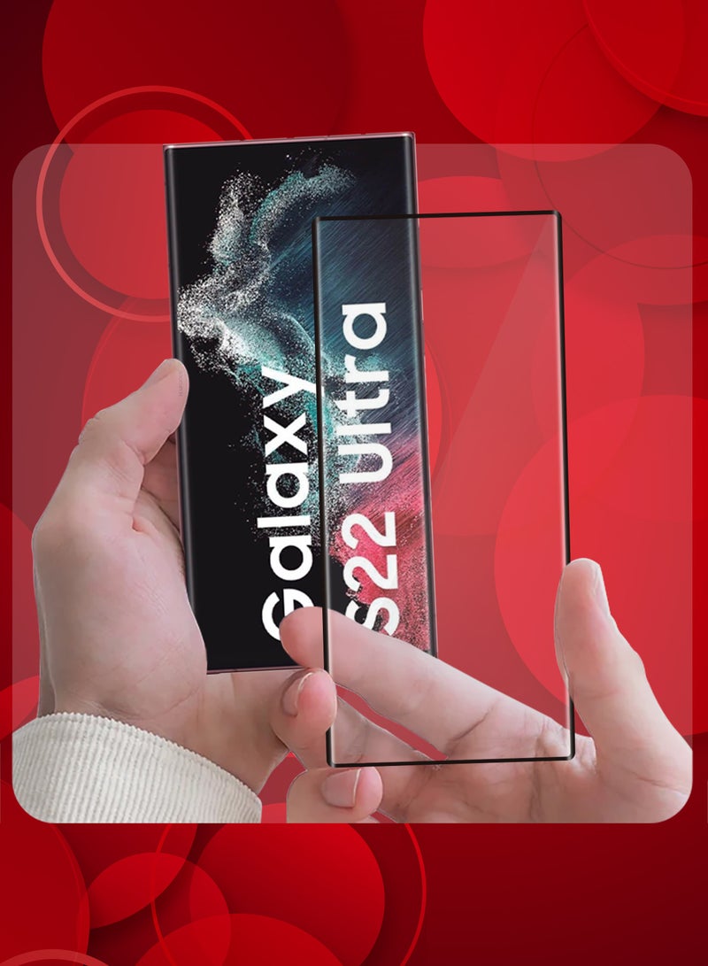 MARGOUN (for Samsung Galaxy S22 Ultra) 3Packs Tempered 3D Glass Screen Protector Scratch Resistant and Bubble-Free Installation - Side Black Clear-3 - Image 2