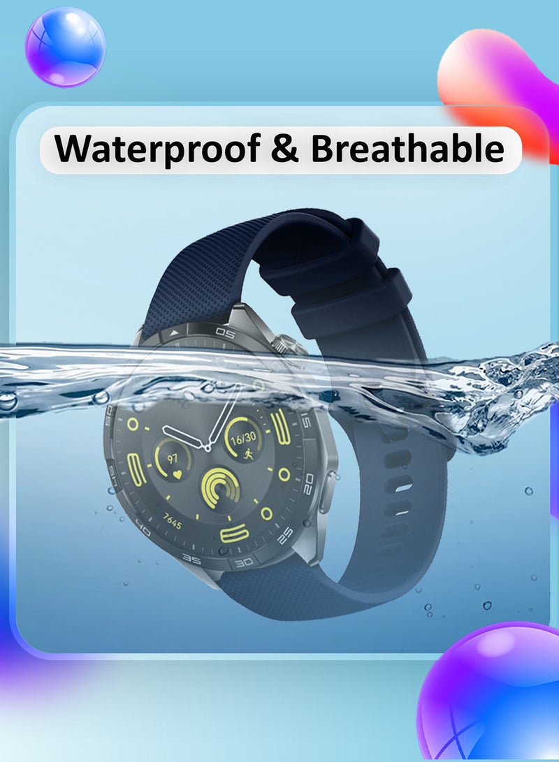 MARGOUN (For All Smartwatches 22mm) 22mm Silicone Straps Watch Band Strap for Huawei GT3 / Huawei GT3 pro/Huawei GT/Huawei GT 2 (46mm) Watch Band/Huawei Watch GT2 Pro Strap/Samsung Galaxy Watch 46mm / Galaxy Watch 3 45mm - Navy Blue - Image 4