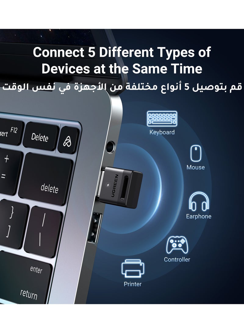 Ugreen - USB Bluetooth Adapter, 5.3 Bluetooth Adapter for PC, Plug & Play for Windows 11/10/8.1, Bluetooth Receiver & Transmitter for Keyboard/Mouse/Headphone/Speakers/Printer Black - Image 1