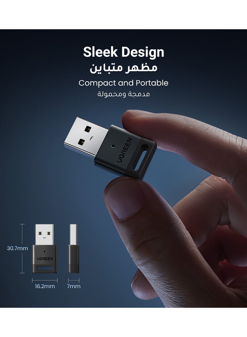 Ugreen - USB Bluetooth Adapter, 5.3 Bluetooth Adapter for PC, Plug & Play for Windows 11/10/8.1, Bluetooth Receiver & Transmitter for Keyboard/Mouse/Headphone/Speakers/Printer Black - Image 1