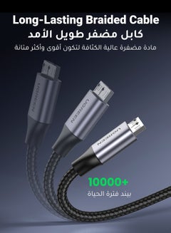 Ugreen Micro USB 3.0 Cable(0.5M) USB 3.0 A Male to Micro B Cable Nylon Braided External Hard Drive Cable Compatible for Samsung Galaxy S5, Note 3, WD Camera, Hard Drive and More Black  - Image 5