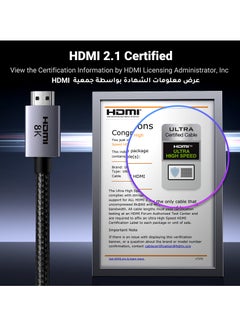 يو جرين كابل HDMI 2.1 8K (1 متر) كابل HDMI فائق السرعة معتمد بسرعة 48Gbps، 8K عند 60Hz، 4K عند 240Hz/144Hz/120Hz، يدعم eARC/Dolby/HDR 10+/HDCP 2.2&2.3، متوافق مع PS5/Xbox سلسلة X/ماك بوك برو/Blu-ray  - Image 2