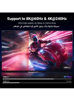 يو جرين كابل HDMI 2.1 8K (1 متر) كابل HDMI فائق السرعة معتمد بسرعة 48Gbps، 8K عند 60Hz، 4K عند 240Hz/144Hz/120Hz، يدعم eARC/Dolby/HDR 10+/HDCP 2.2&2.3، متوافق مع PS5/Xbox سلسلة X/ماك بوك برو/Blu-ray  - Image 3