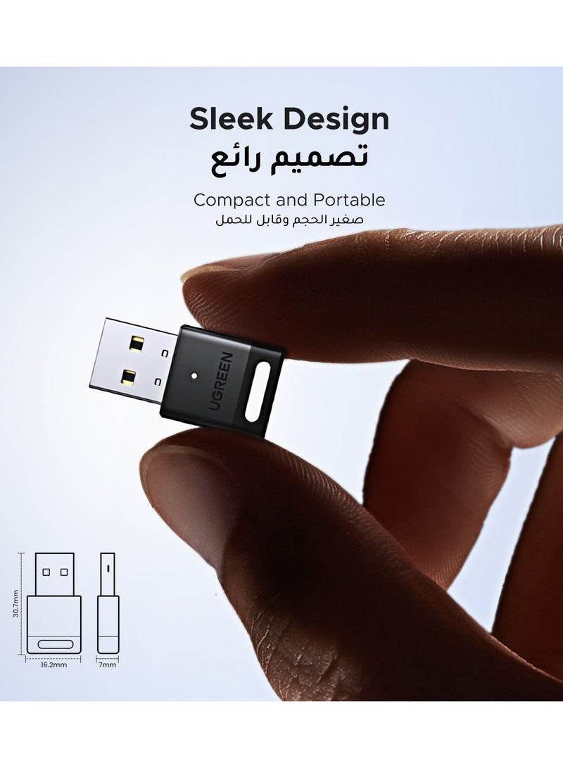 يو جرين - محول بلوتوث 5.4 للكمبيوتر الشخصي، جهاز استقبال وبث بلوتوث USB يعمل بنظام التشغيل Windows 11/10/8.1، الكمبيوتر المحمول، لوحة المفاتيح، الماوس، مكبر الصوت، سماعة الرأس، وحدة تحكم PS5/Xbox/Switch أسود - Image 1