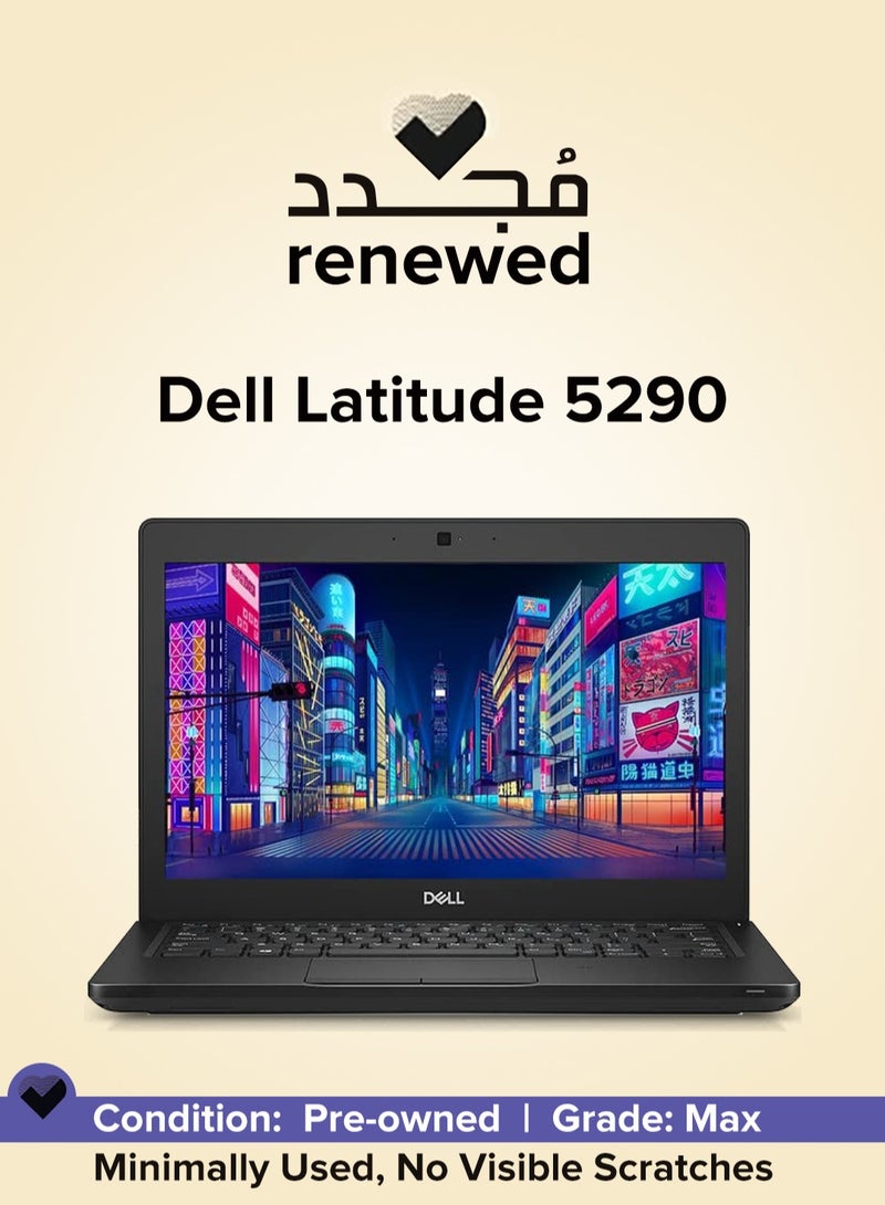 Renewed - Laptop Latitude 5290 - CPU Intel® Core™ i5-8265U Processor - Ram 8 GB DDR4 - Hard 256 GB SSD - VGA Intel® UHD Graphics for 8th Generation Intel® - Display 12.5'' Inch Led HD - Windows 11 Pro - English/Arabic Black