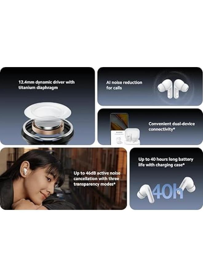 شاومي - Redmi Buds 5A, Active Noise Cancelling True Wireless Earbuds, Upto 30hr Playtime, AI Powered ENC for Clear Calls, Bluetooth V5.4, Low Latency Gaming Mode with Touch Controls White - Image 1