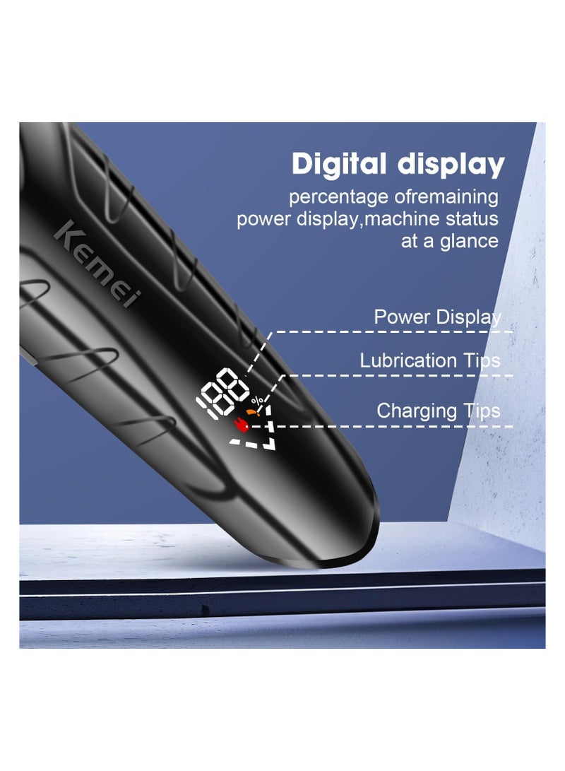 كيمي مقص لحية احترافي للرجال بدون سلك مع شاشة LED، KM-2269 - Image 3