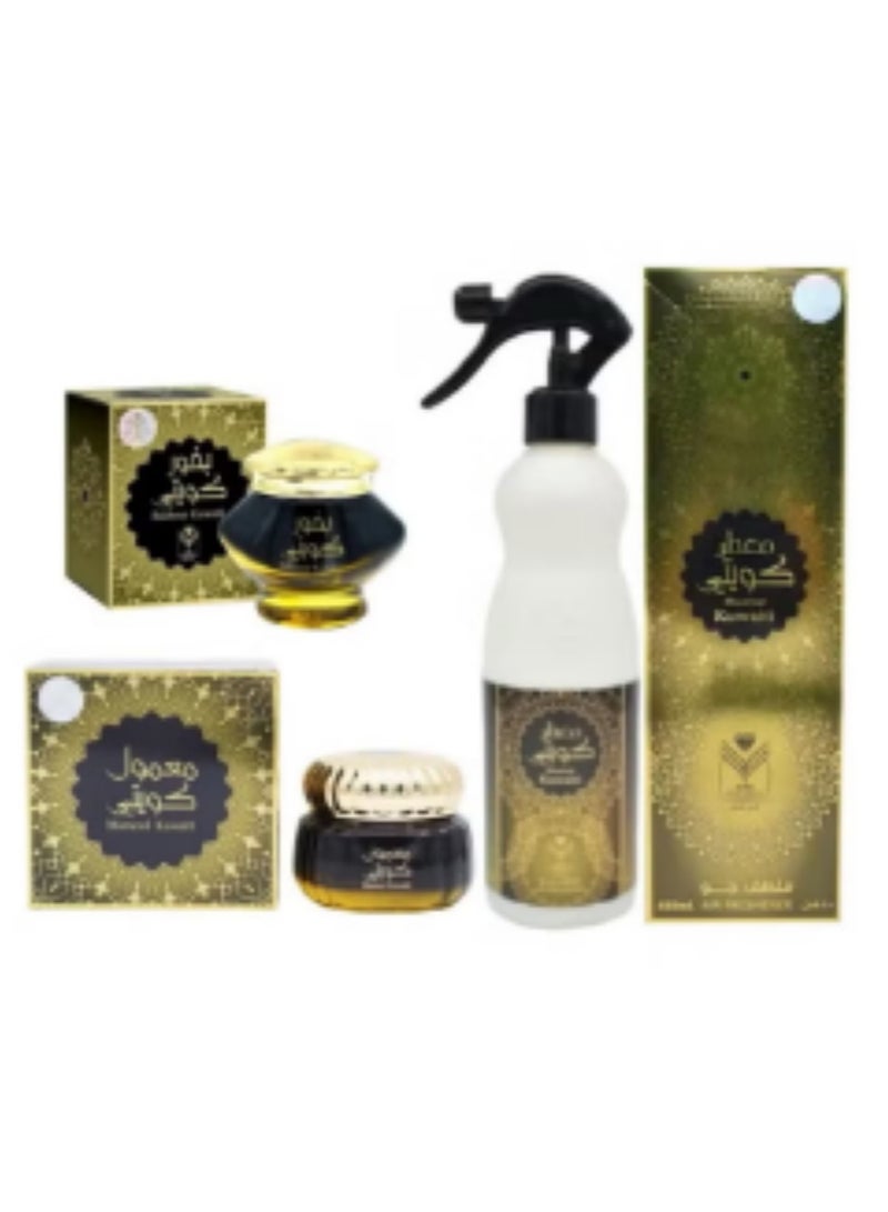 ALMAS 3-Piece Muattar Kuwaiti 480ml -Mamoul Kuwaiti 60Gram-Bakhour Kuwaiti 40Gram 480-60-40grams